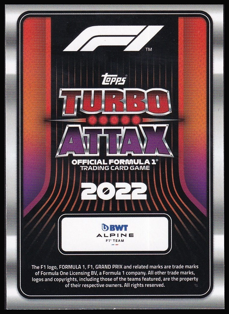 2022 Topps Formula 1 Turbo Attax card back