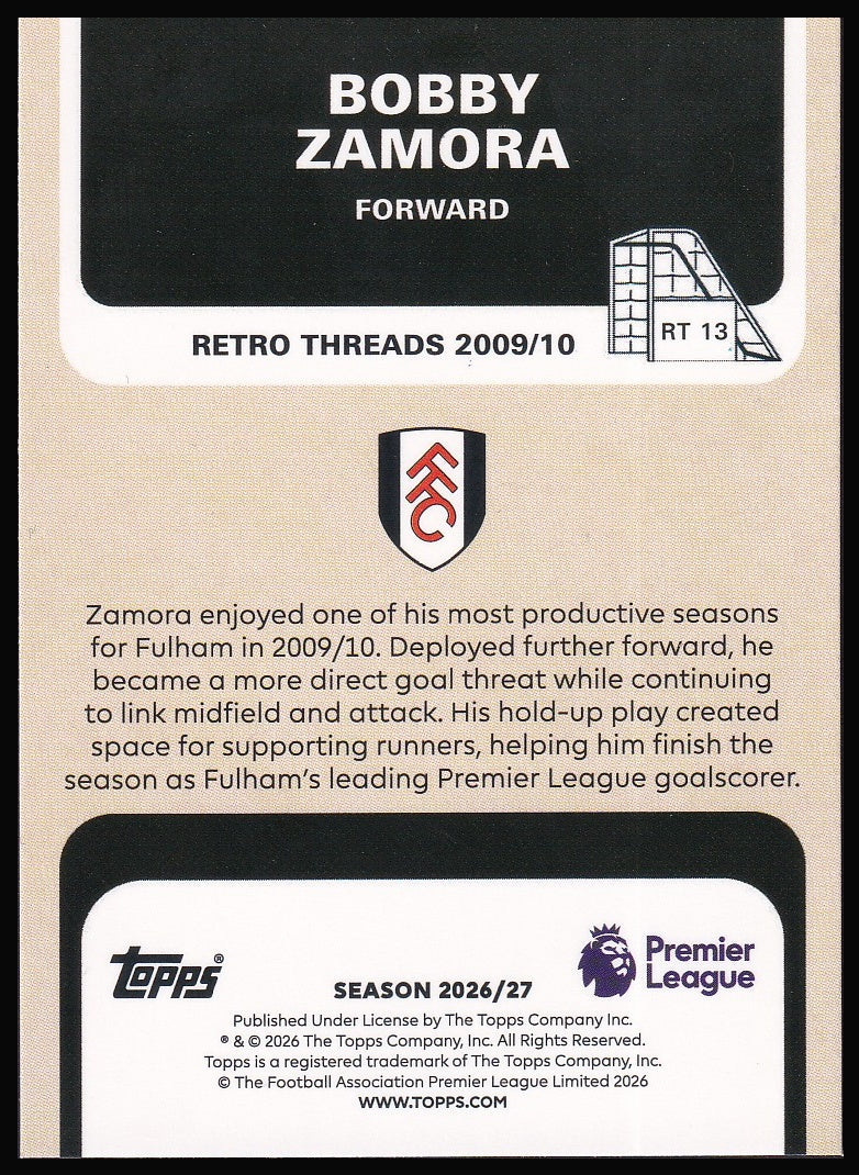 Bobby Zamora RT 13 card back