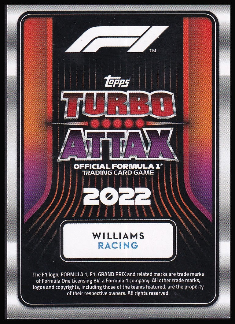 2022 Topps Formula 1 Turbo Attax card back