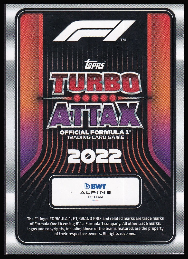 2022 Topps Formula 1 Turbo Attax card back