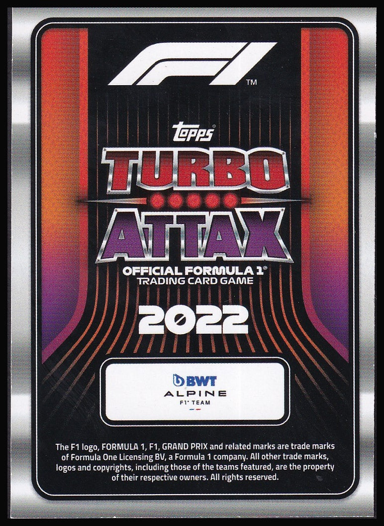 2022 Topps Formula 1 Turbo Attax card back