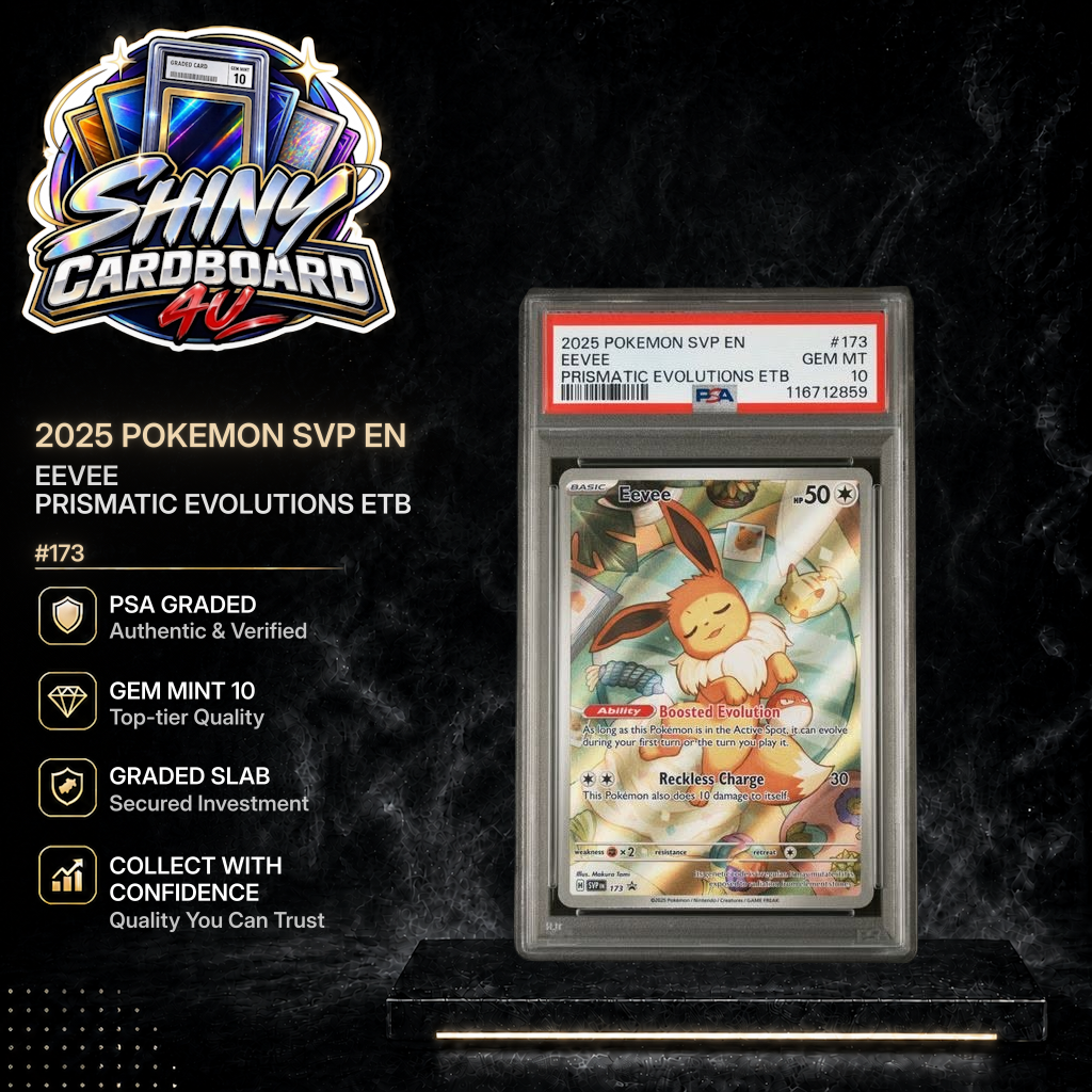 Eevee SVP 173 Prismatic Evolutions ETB Promo PSA 10 display graphic