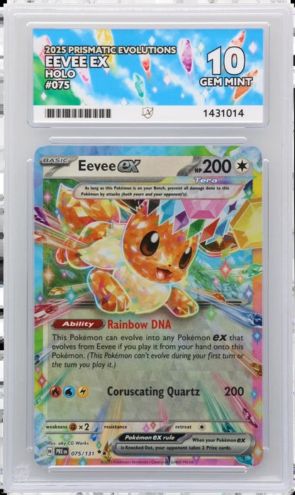 Eevee ex 075 2025 Prismatic Evolutions Holo ACE 10 | Gem Mint