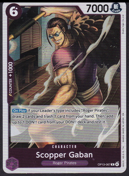 One Piece Scopper Gaban OP13-067 Carrying On His Will Rare R | Near Mint