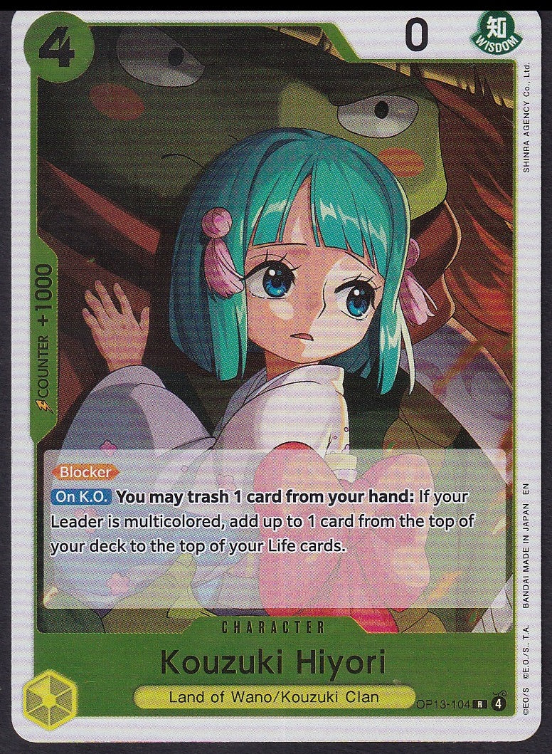 One Piece Kouzuki Hiyori OP13-104 Carrying On His Will Rare R | Near Mint