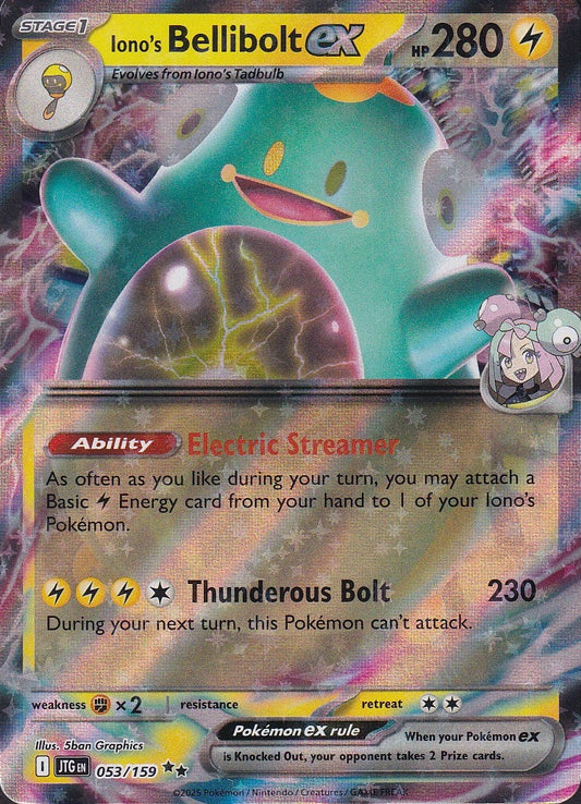 Iono’s Bellibolt ex 053/159 Journey Together Double Rare Holo Near Mint card