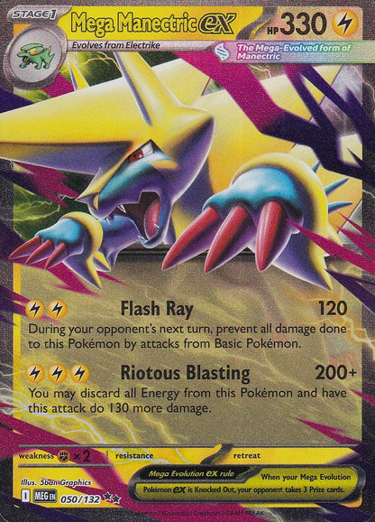 Mega Manectric ex 050/132 Mega Evolution Double Rare Holo Near Mint card