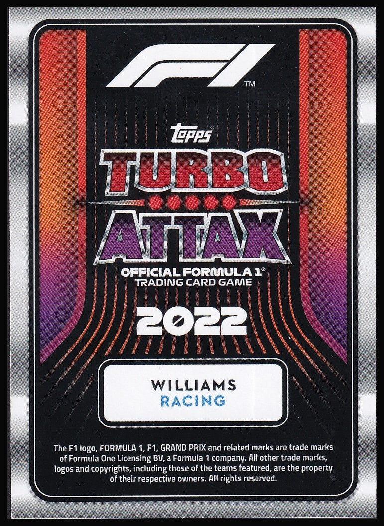 2022 Topps Formula 1 Turbo Attax card back