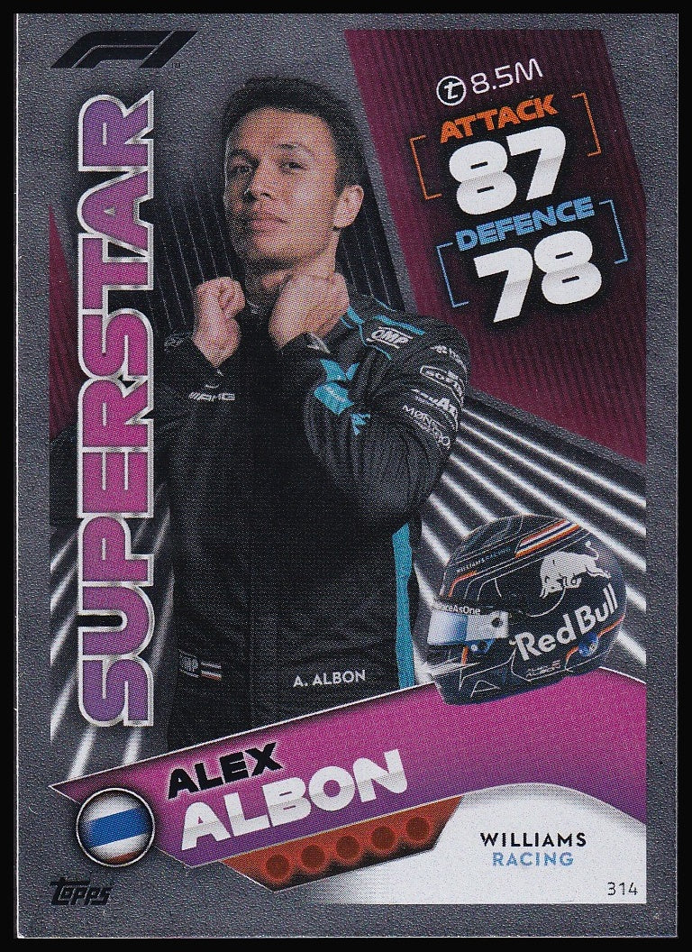Alex Albon 314 2022 Topps Formula 1 Turbo Attax Superstar | Near Mint