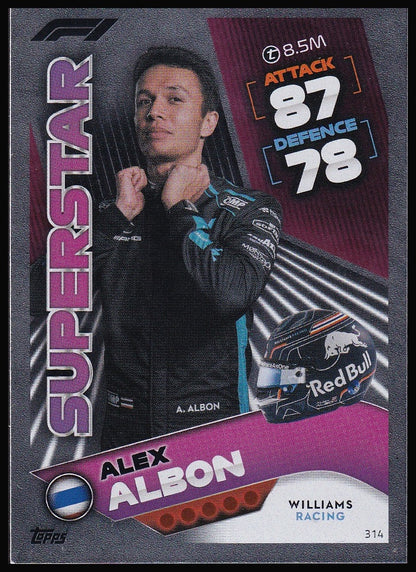 Alex Albon 314 2022 Topps Formula 1 Turbo Attax Superstar | Near Mint