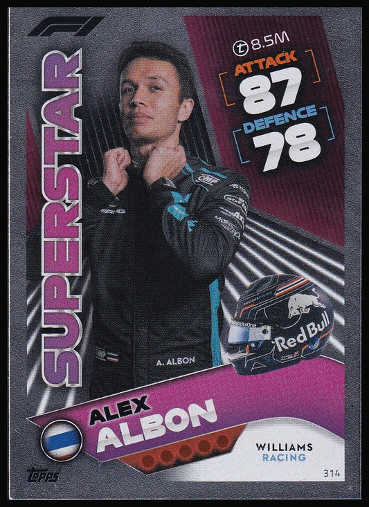 Alex Albon 314 2022 Topps Formula 1 Turbo Attax Superstar | Near Mint