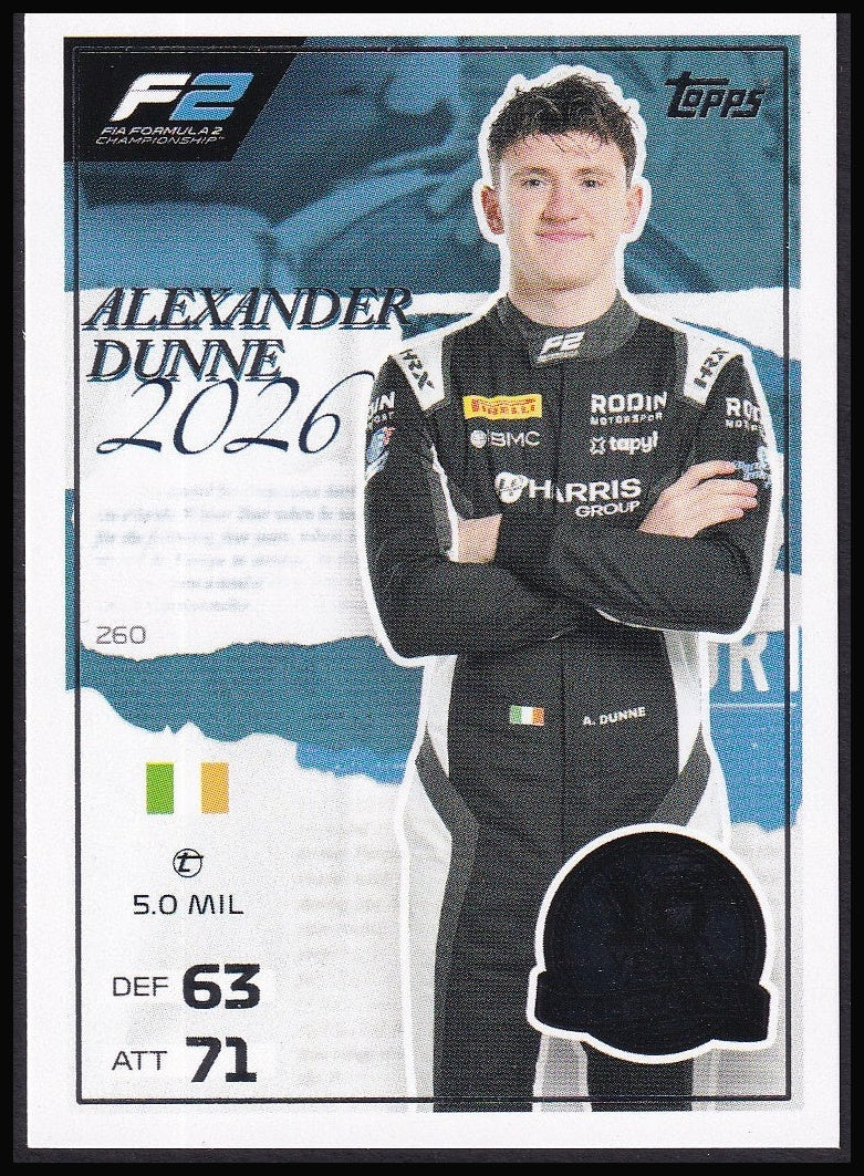 Alexander Dunne 260 2026 Topps Formula 1 Turbo Attax F2 | Near Mint front
