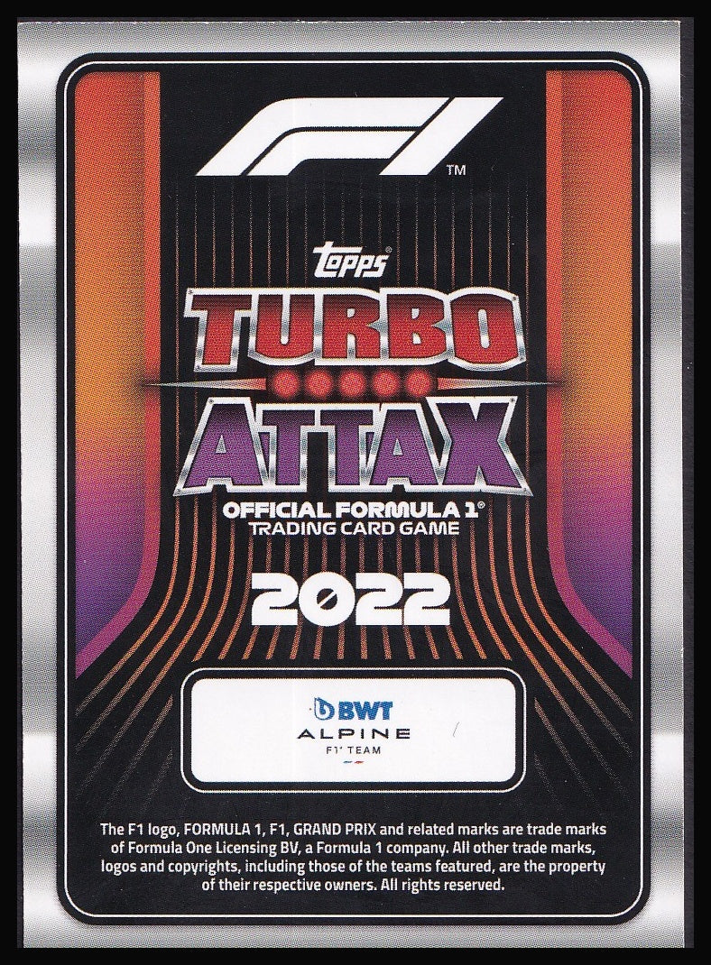 2022 Topps Formula 1 Turbo Attax card back