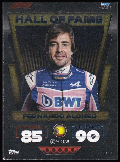 Fernando Alonso EX 17 2022 Topps Formula 1 Turbo Attax Hall of Fame | Near Mint