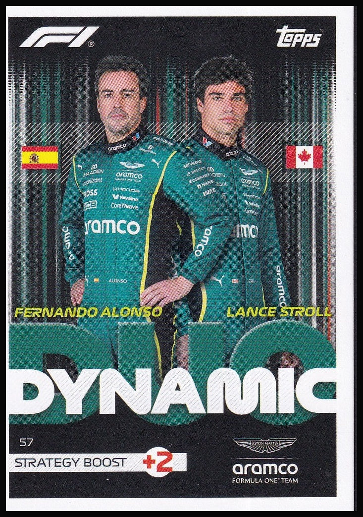 Fernando Alonso Lance Stroll 57 2026 Topps Formula 1 Turbo Attax Dynamic Duo | Near Mint front