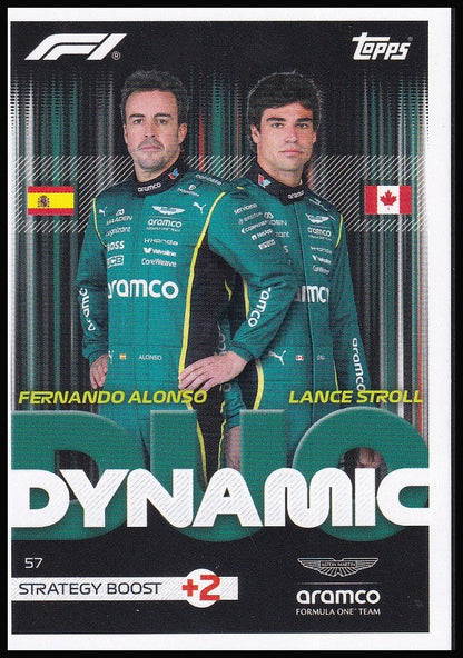 Fernando Alonso Lance Stroll 57 2026 Topps Formula 1 Turbo Attax Dynamic Duo | Near Mint front