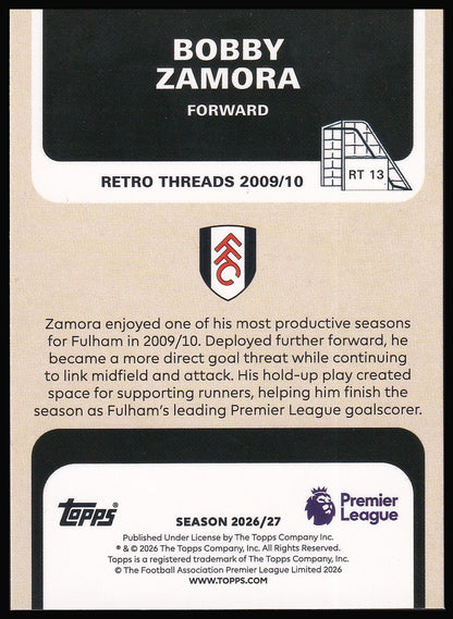 Bobby Zamora RT 13 card back