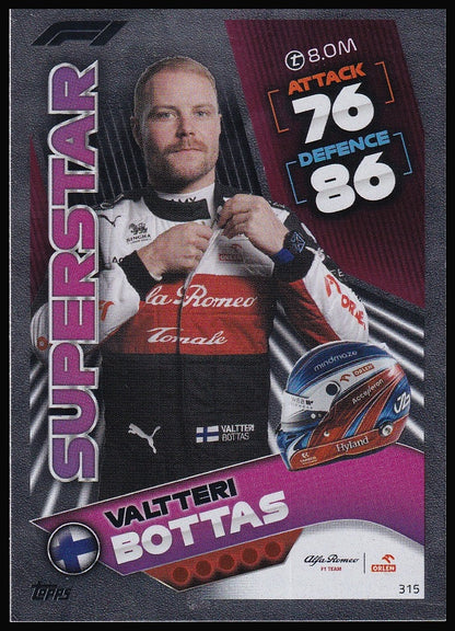 Valtteri Bottas 315 2022 Topps Formula 1 Turbo Attax Superstar | Near Mint