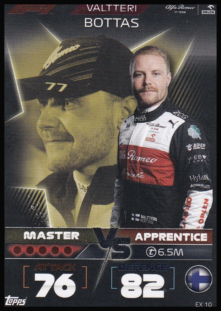 Valtteri Bottas EX 10 2022 Topps Formula 1 Turbo Attax Master vs Apprentice | Near Mint