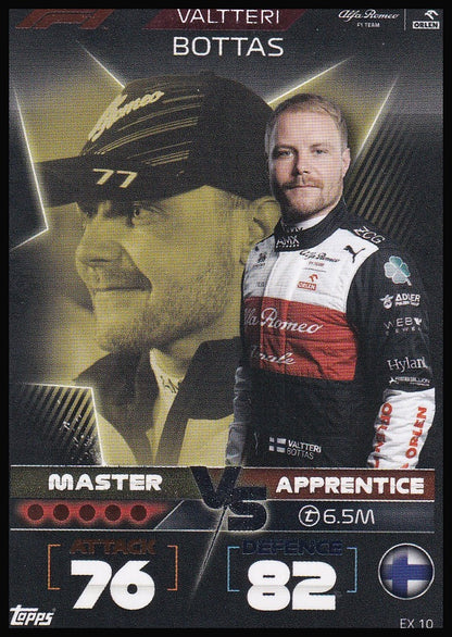 Valtteri Bottas EX 10 2022 Topps Formula 1 Turbo Attax Master vs Apprentice | Near Mint