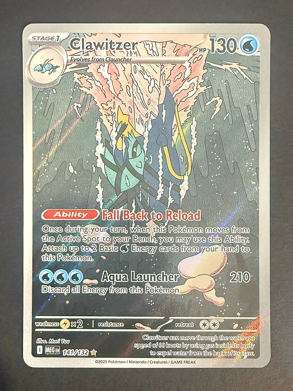 Clawitzer 141/132 Mega Evolution Illustration Rare Holo front