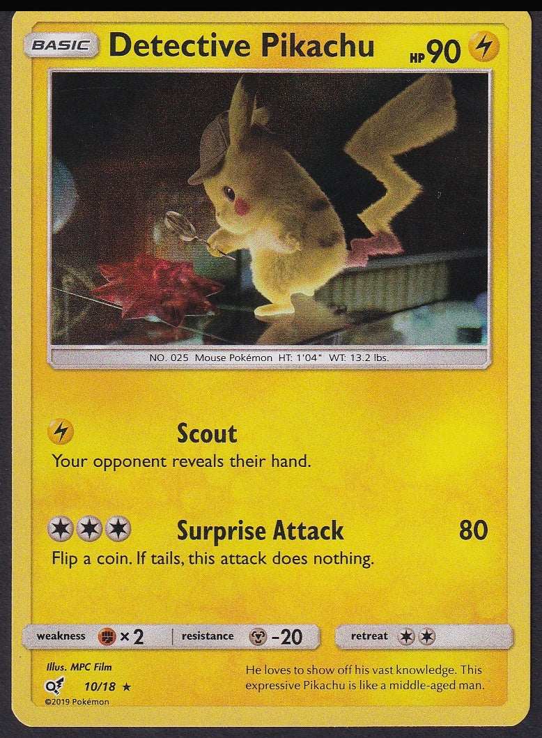 Detective Pikachu 10/18 Detective Pikachu holo front