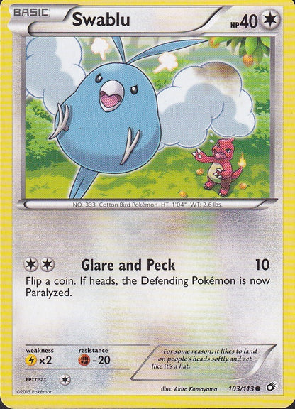 Swablu 103/113 Legendary Treasures Common Near Mint card