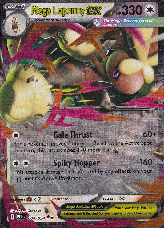 Mega Lopunny ex 084/094 Phantasmal Flames Double Rare Holo Near Mint card