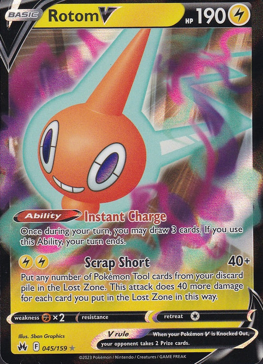 Rotom V 045/159 Crown Zenith Holo Rare Near Mint card