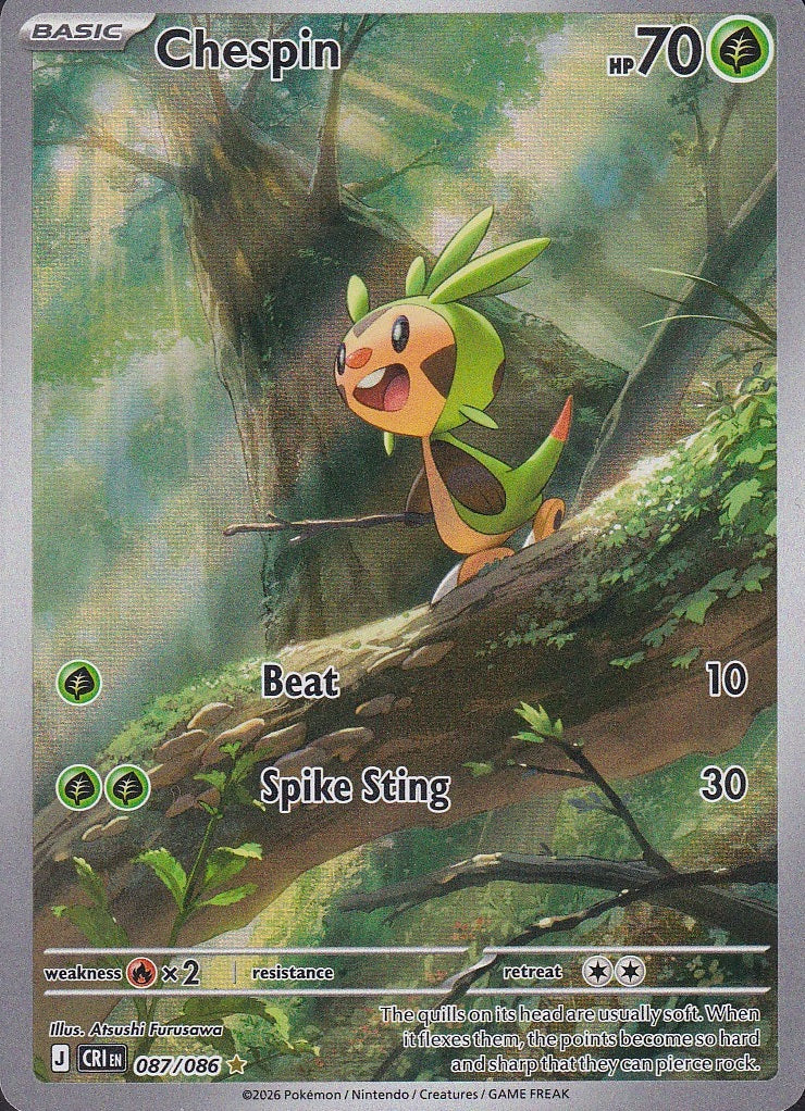 Chespin 087/086 Chaos Rising Illustration Rare Near Mint card
