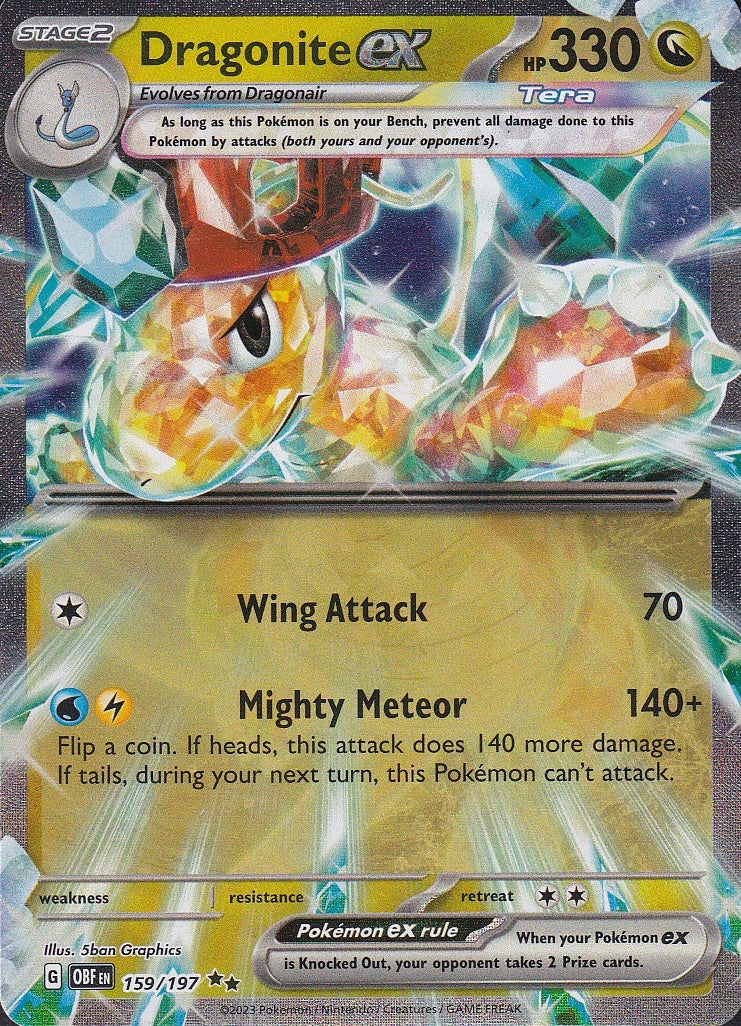 Dragonite ex 159/197 Obsidian Flames Double Rare Holo Near Mint card