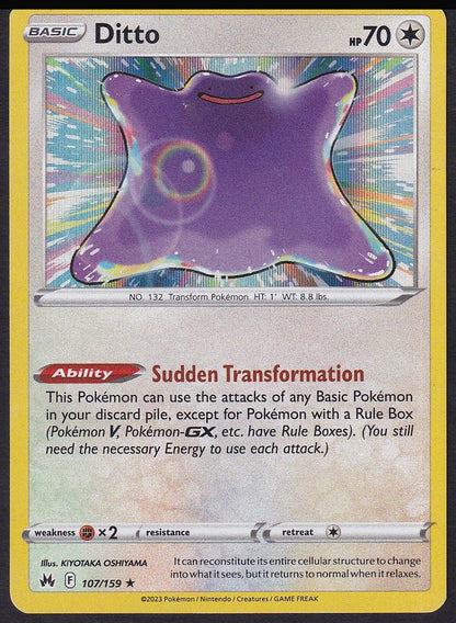 Ditto 107/159 Crown Zenith holo rare front