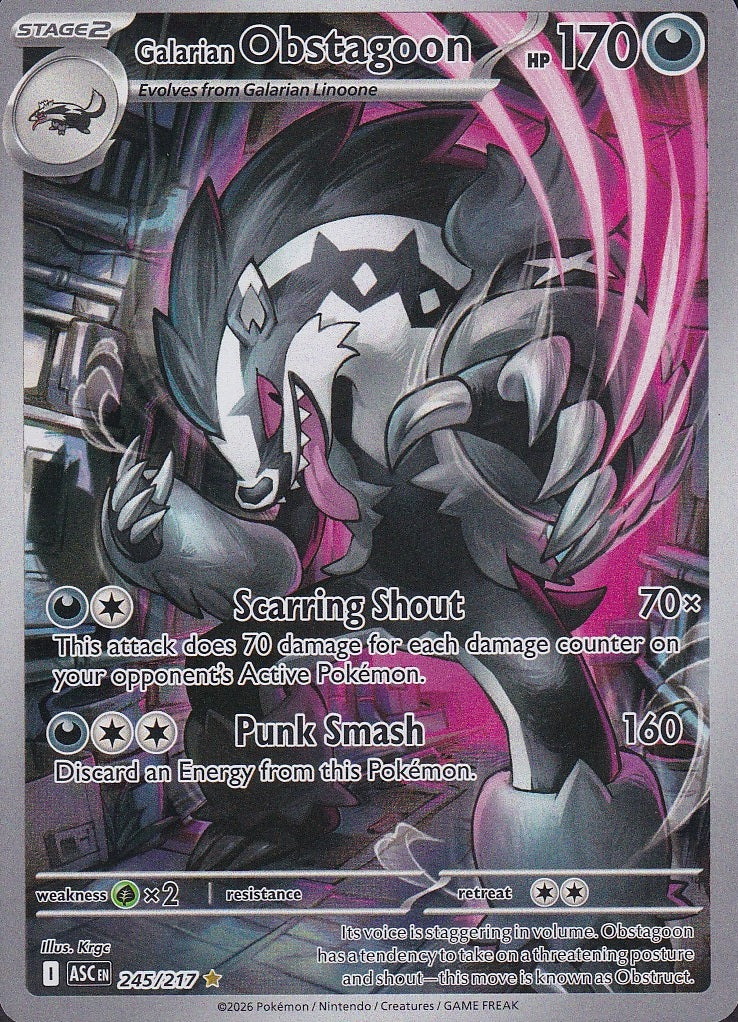 Galarian Obstagoon 245/217 Ascended Heroes Illustration Rare Near Mint card