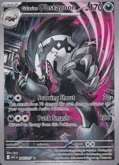Galarian Obstagoon 245/217 Ascended Heroes Illustration Rare Near Mint card