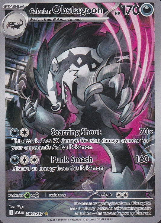 Galarian Obstagoon 245/217 Ascended Heroes Illustration Rare Near Mint card