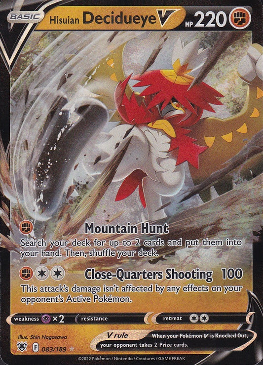 Hisuian Decidueye V 083/189 Astral Radiance Holo Rare Near Mint card