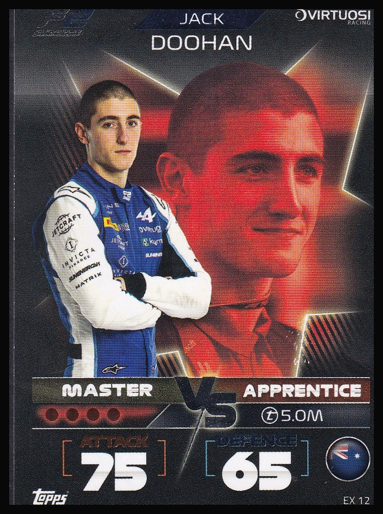 Jack Doohan EX 12 2022 Topps Formula 1 Turbo Attax Master vs Apprentice | Near Mint