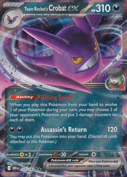 Team Rocket’s Crobat ex 122/182 Destined Rivals Double Rare Holo Near Mint card
