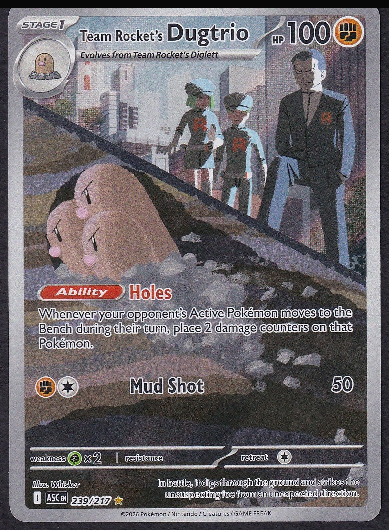 Team Rocket's Dugtrio 239/217 Ascended Heroes Illustration Rare front