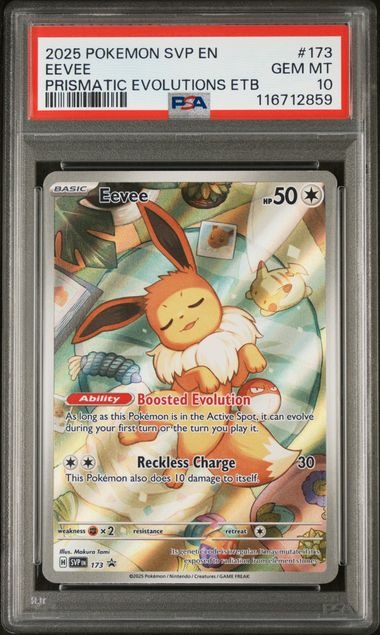 Eevee SVP 173 Prismatic Evolutions ETB Promo PSA 10 slab front