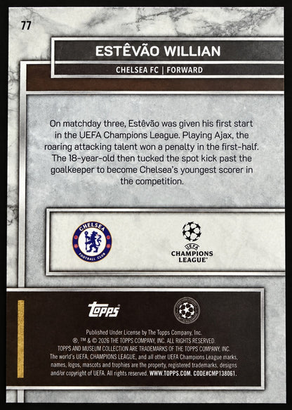Estêvão Willian 77 Topps Museum Collection card back