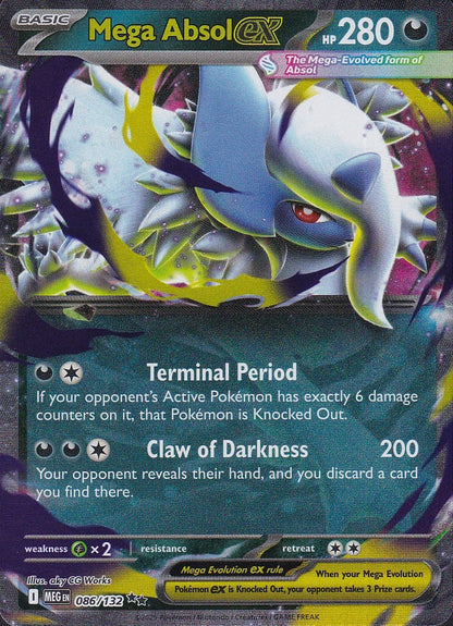 Mega Absol ex 086/132 Mega Evolution Double Rare Holo Near Mint card
