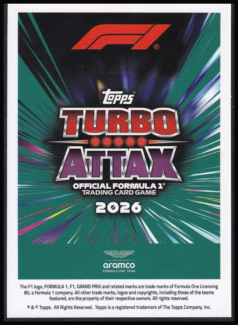 Fernando Alonso 157 2026 Topps Formula 1 Turbo Attax Drivercore | Near Mint back