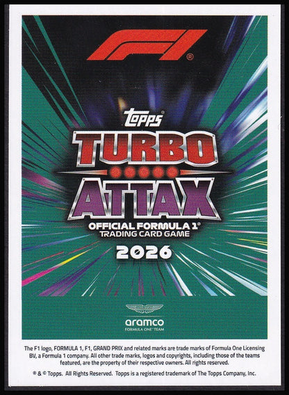 Fernando Alonso 157 2026 Topps Formula 1 Turbo Attax Drivercore | Near Mint back
