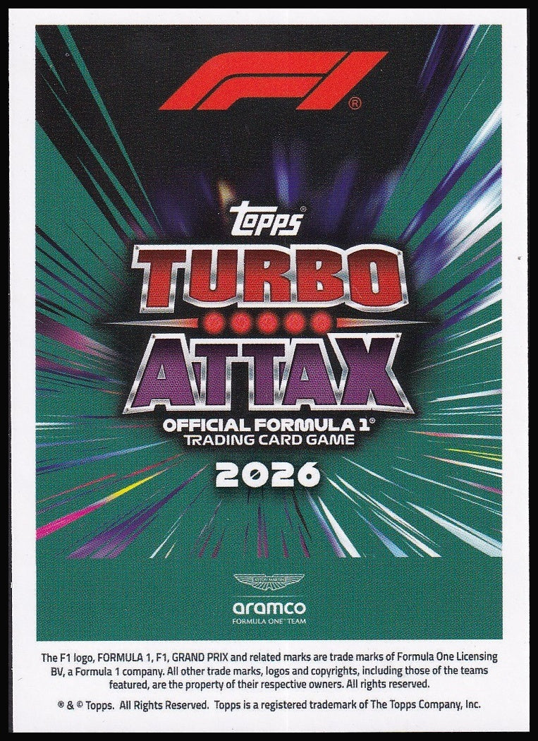 Fernando Alonso 218 2026 Topps Formula 1 Turbo Attax La Monumental | Near Mint back