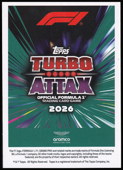 Fernando Alonso 218 2026 Topps Formula 1 Turbo Attax La Monumental | Near Mint back