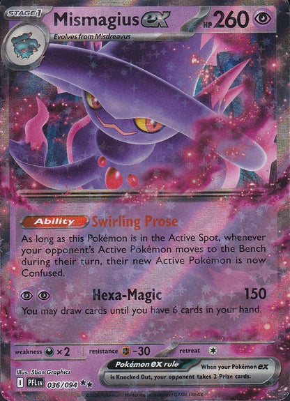 Mismagius ex 036/094 Phantasmal Flames Double Rare Holo Near Mint card