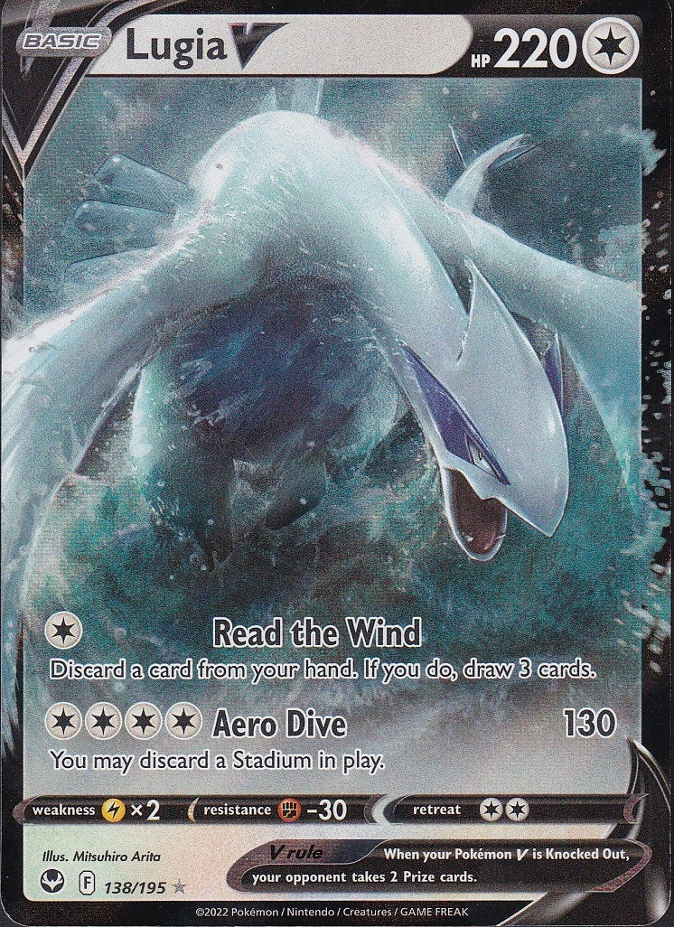 Lugia V 138/195 Silver Tempest Holo Near Mint card