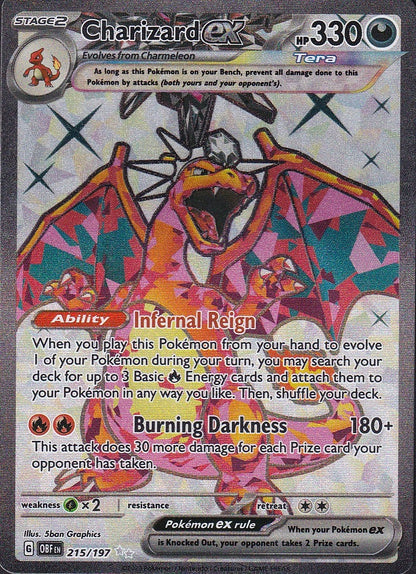 Charizard ex 215/197 Obsidian Flames Ultra Rare Holo Near Mint card