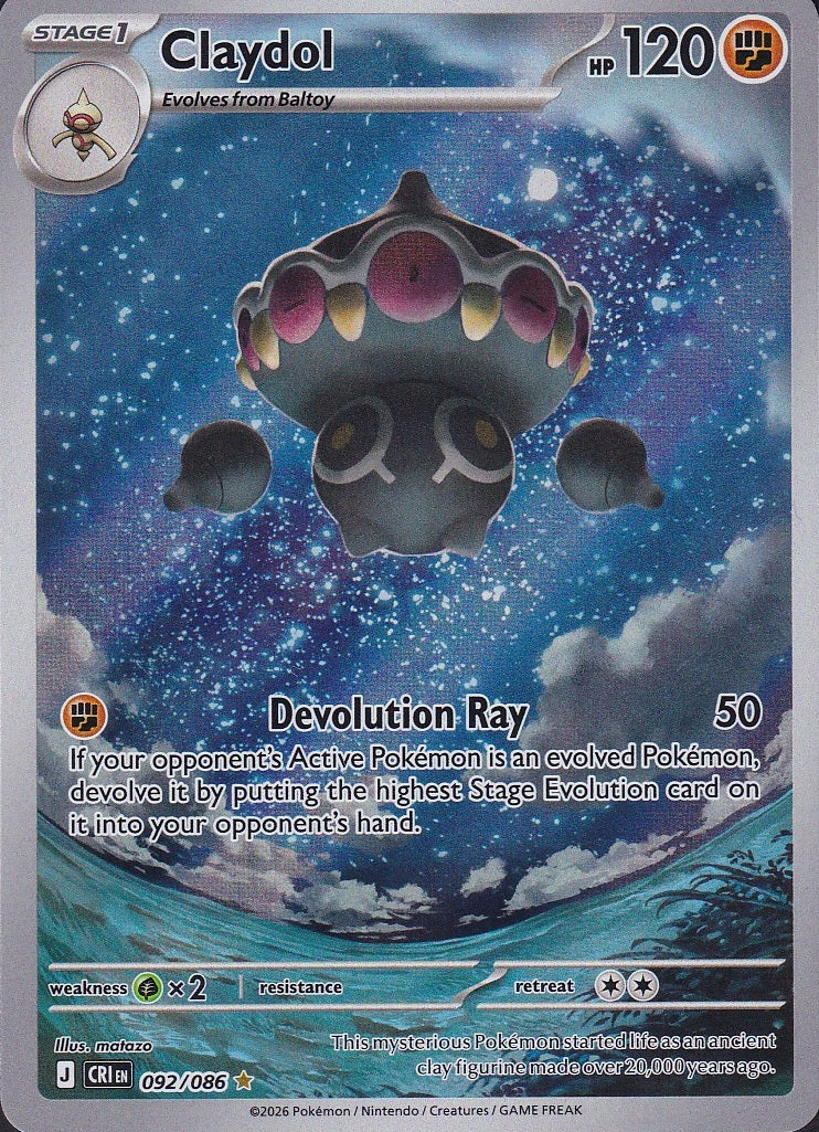 Claydol 092/086 Chaos Rising Illustration Rare Near Mint card